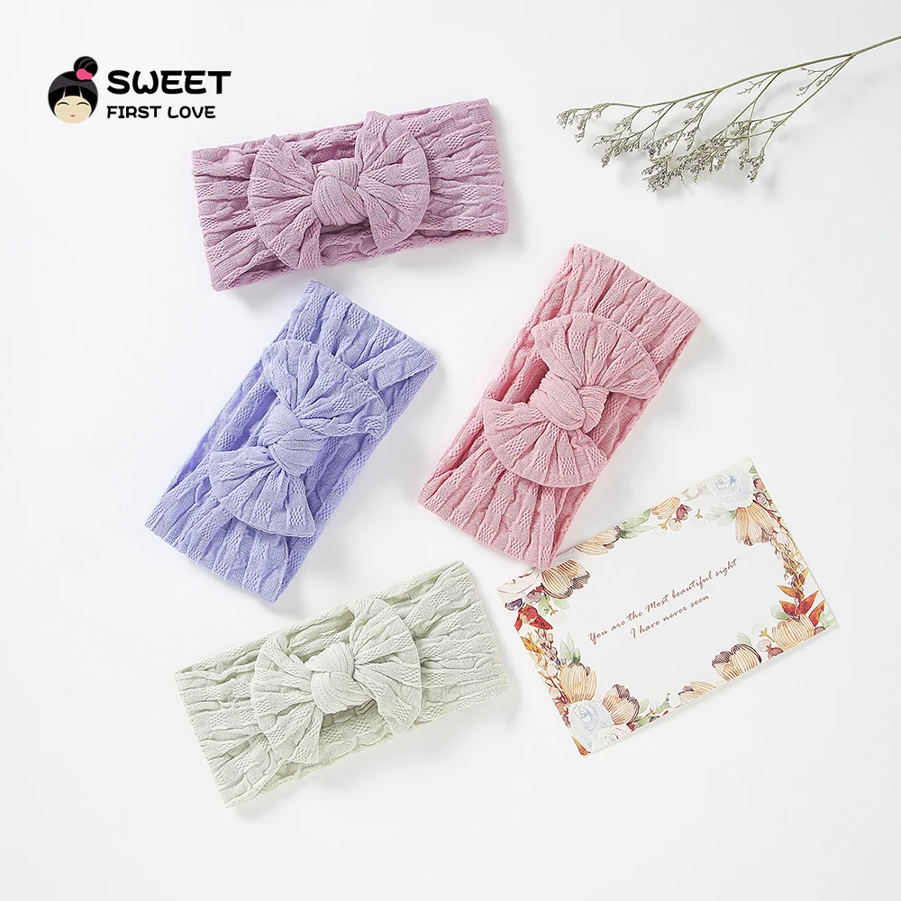 Милый стиль Эластичный Тюрбан повязка для волос новорожденных детский головной