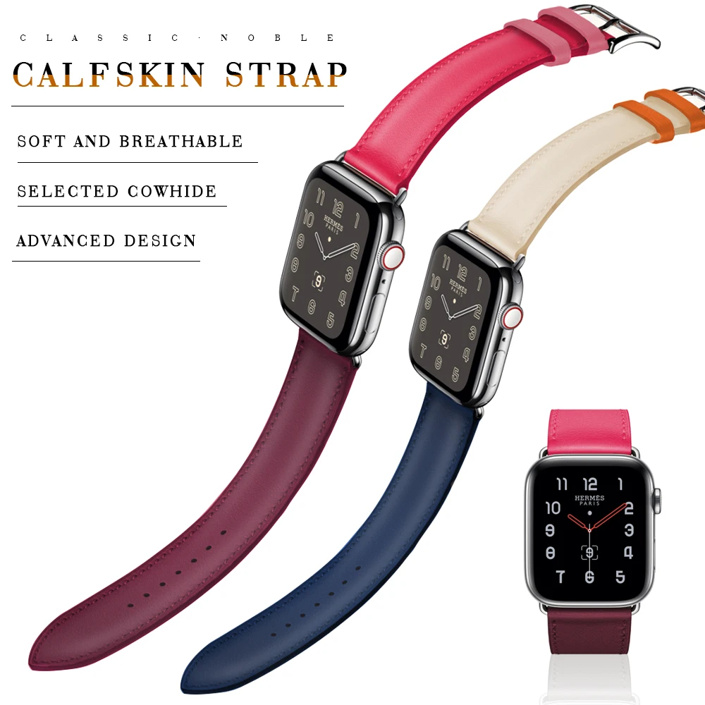 Ремешок из натуральной кожи для Iwatch Series 4 5 сменный Браслет Apple Watch 3 2 1 сгибающийся