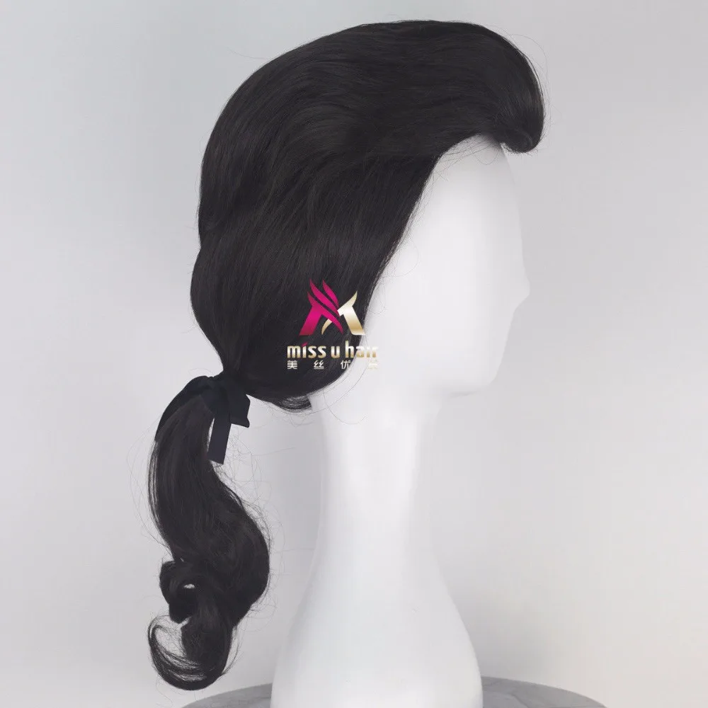 Парик Красавица и Чудовище принц Гастон черный короткий парик косплей Хэллоуин