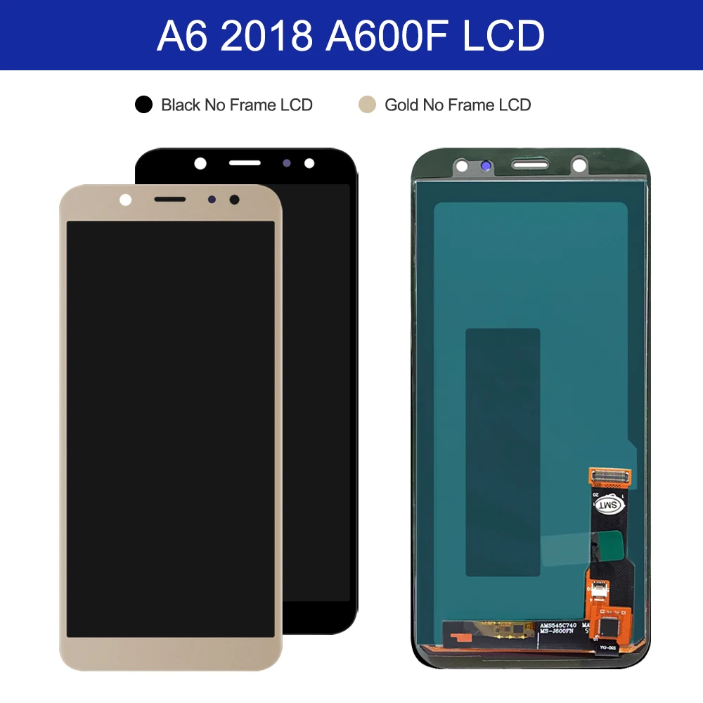 ЖК-дисплей 5 6 дюйма с регулировкой яркости для Samsung Galaxy A6 2018 A600F A600FN сенсорным