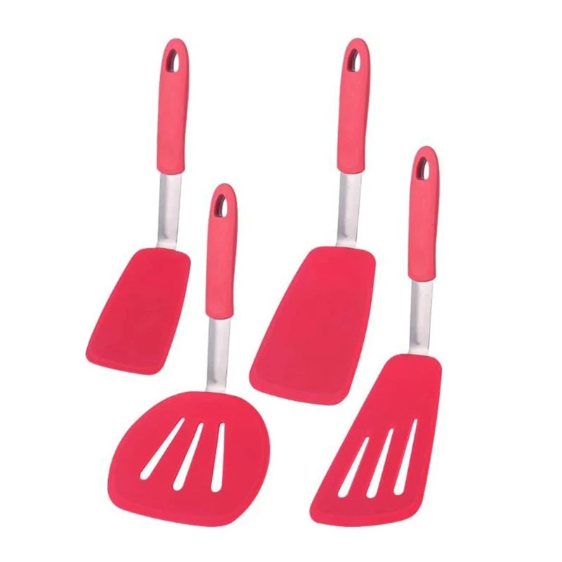 

4 Pcs Silicone Spatula For Nonstick Cookware,Heat Resistant Spatulas,Cooking Utensil,Pancake Flippers,Kitchen Spatulas