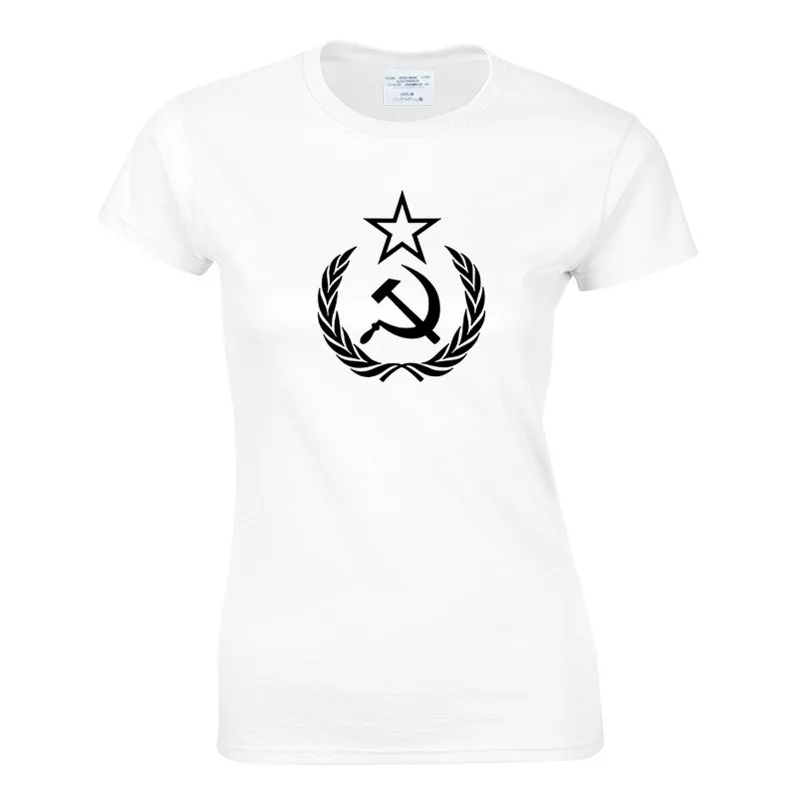 Новое поступление женская футболка CCCP советский русский KGB Hammer Sickle армейская