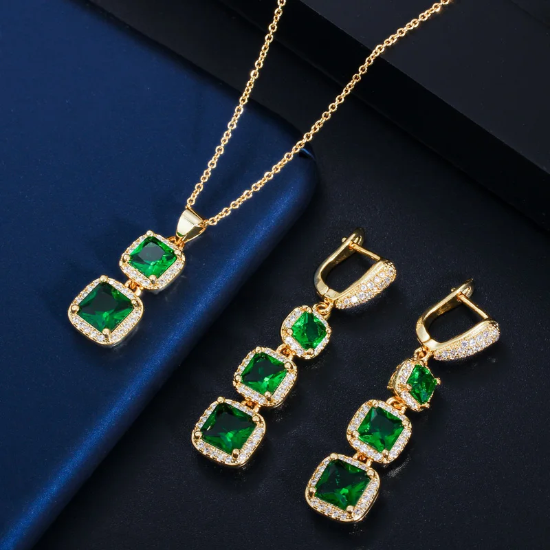 Женские Висячие серьги CWWZircons элегантные квадратные подвески Королевского