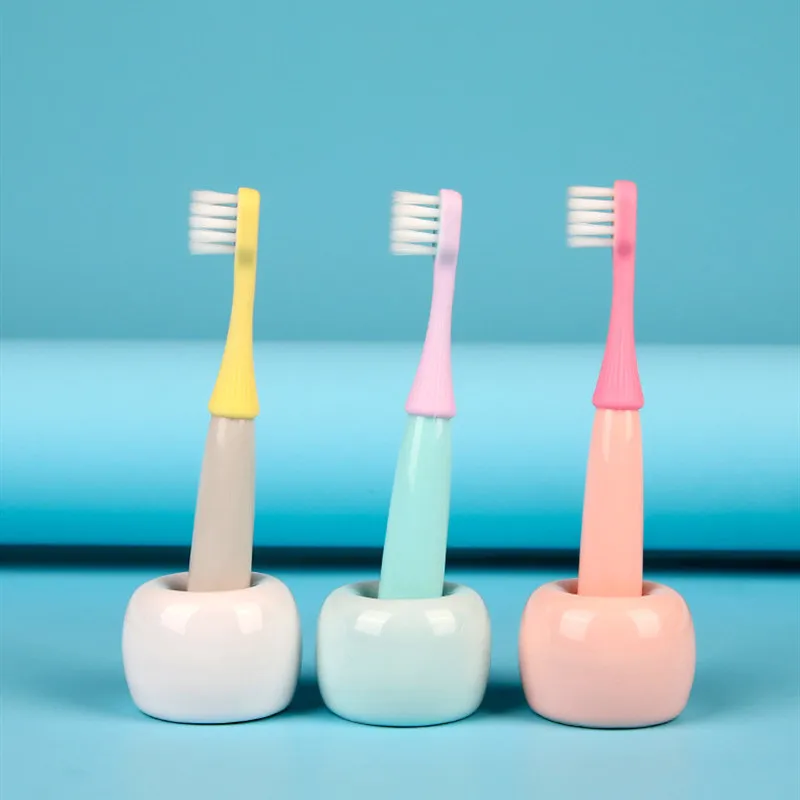 Juego de cepillos de dientes de silicona para beb&eacute;, cerdas suaves, bonitos, para entrenamiento Dental, 3 unids/set-2