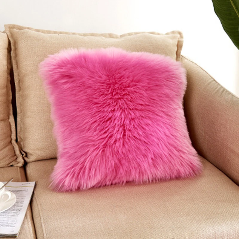 

Ins Fluffy Pillow Wool Cushions Fur Cushion Cover Sofa Plush Bed Pillows Case Cover Faux Fur Throw Pillow Home Decorative Gifts