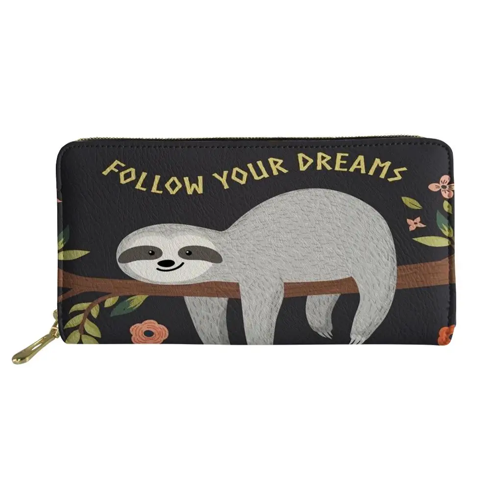 Длинный кошелек на молнии милые женские кошельки с принтом ленивого отдыха
