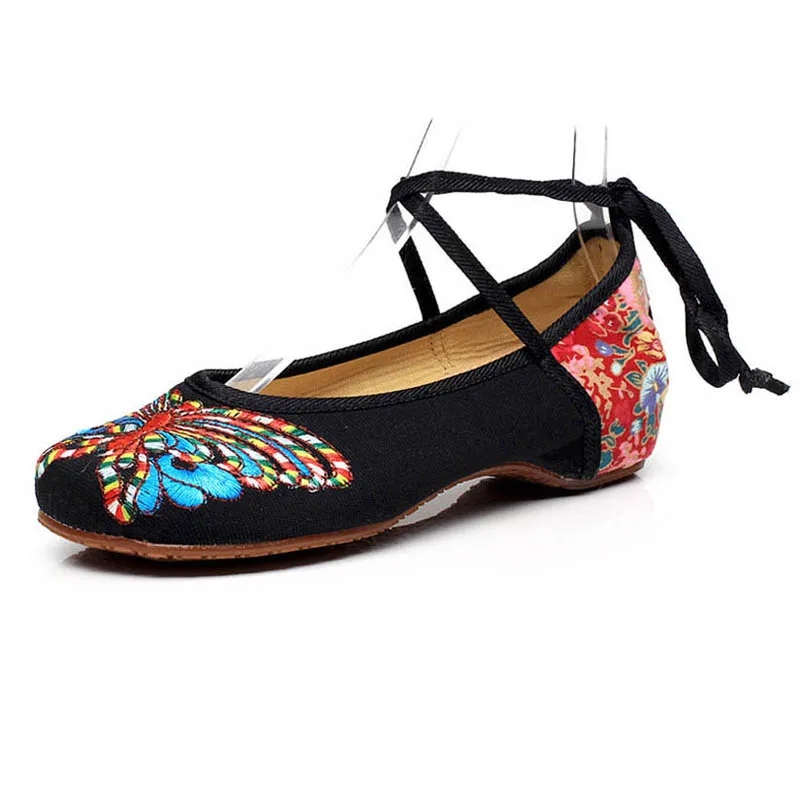 Весенняя танцевальная обувь в виде бабочек Тканевая с вышивкой Женская повязки