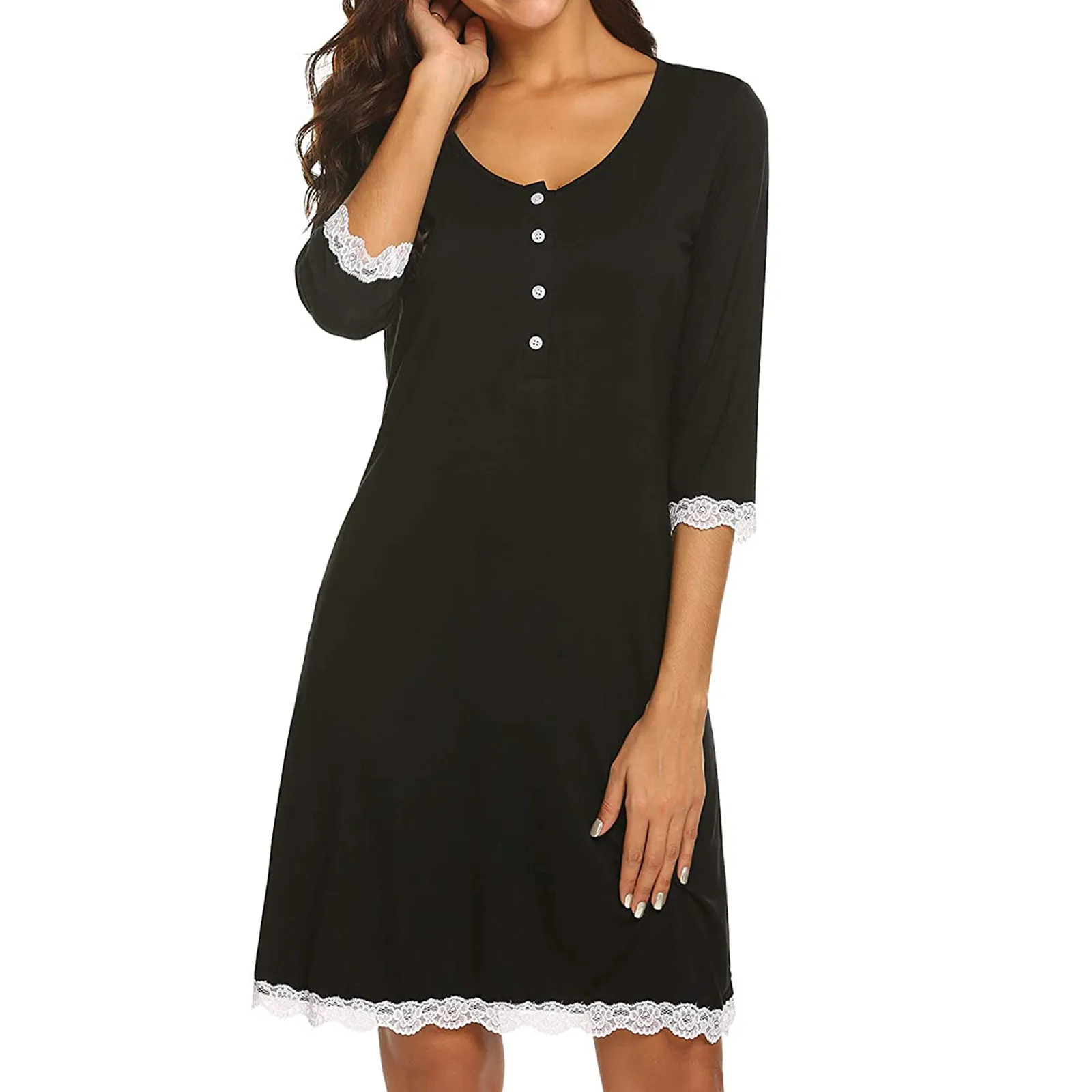 

2021 Summer Plus Size Dress Women Maternity Halfsleeve Lace Patchwork Dress For Daily Wearing Or Baby Shower Dresses