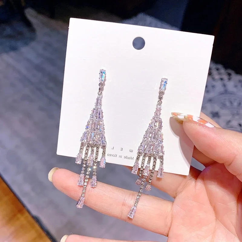 Женские длинные висячие серьги яркие разноцветные Серьги с кристаллами вечерние