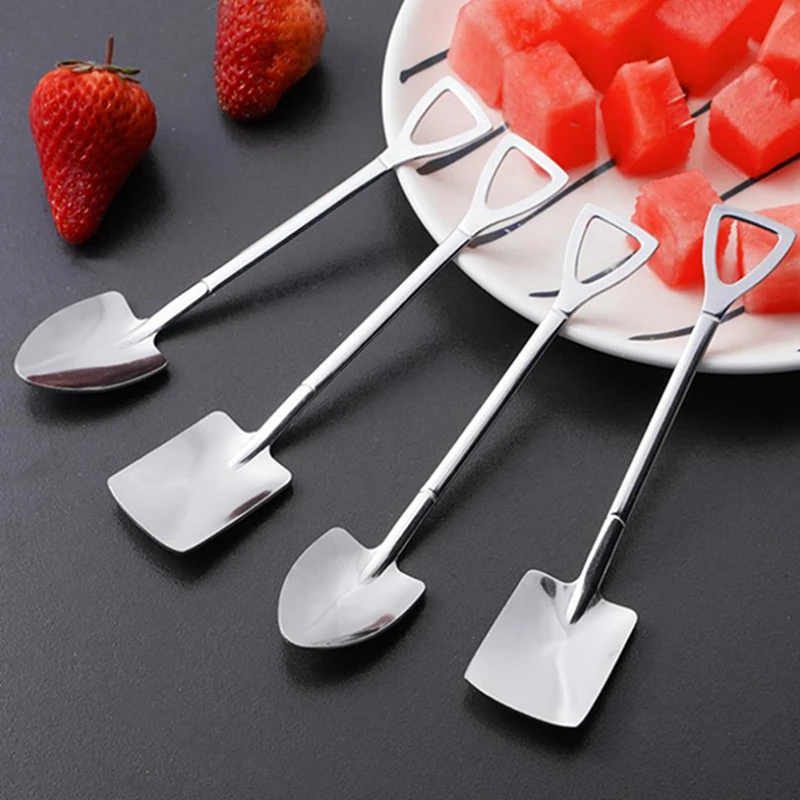 

1PCS Coffee Spoon Cutlery Set Stainless Steel Retro Iron Shovel Ice Cream Spoon Scoop Creative Spoon Tea-spoon Fashion Tableware