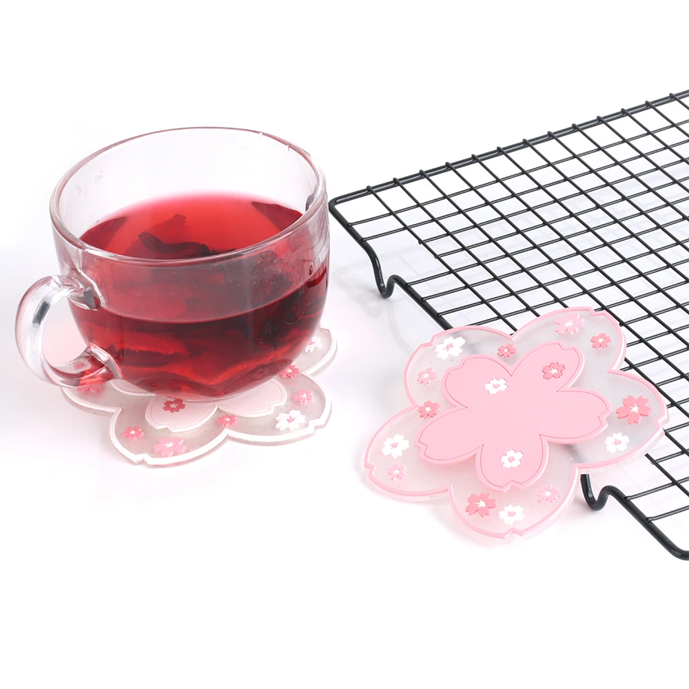2 Pieces Of Japanese Cherry Blossom Insulation Table Mat Home Office Non-slip Teacup Milk Mugs Coffee Cup Coaster | Дом и сад