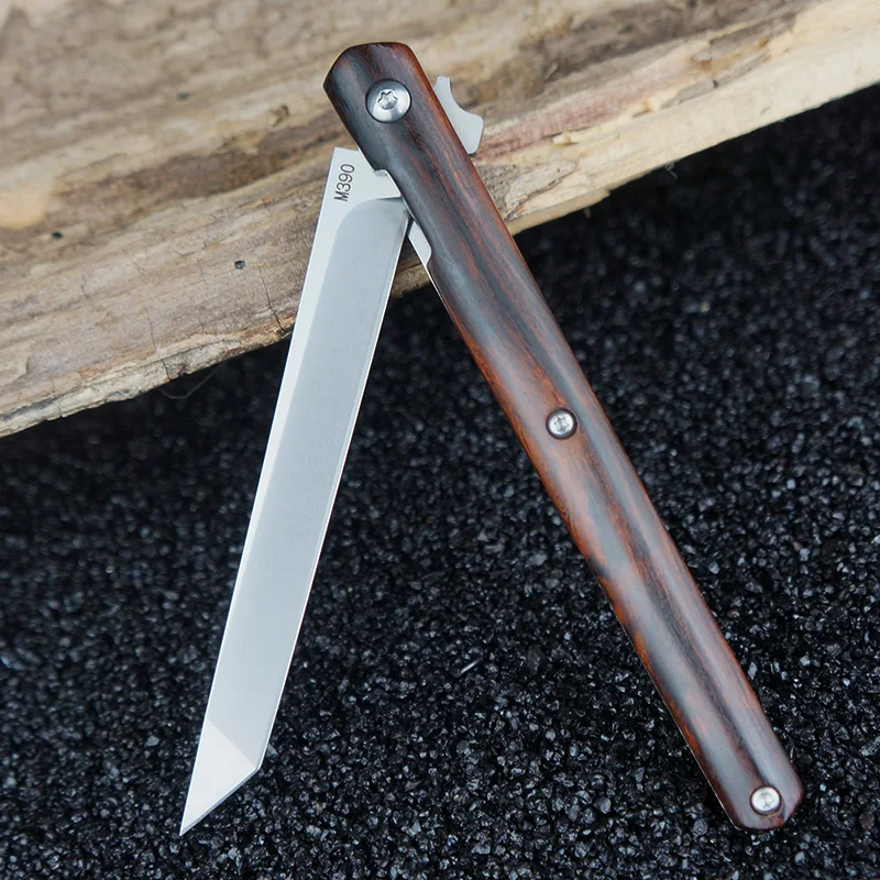 Outdoor survival folding knife ball bearing M390 steel desert iron wood camping hunting pocket knife EDC tool car multi-tool