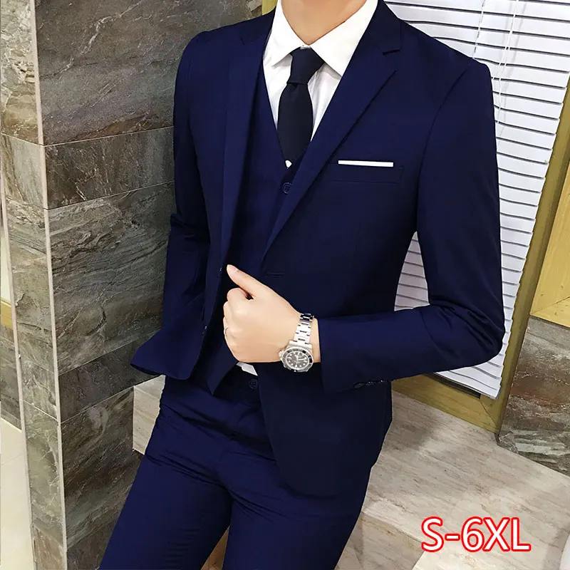 

2 шт./компл., комплект роскошного размера плюс, мужской костюм, официальный блейзер + штаны, костюмы, комплекты, большие размеры, для мужчин, дл...