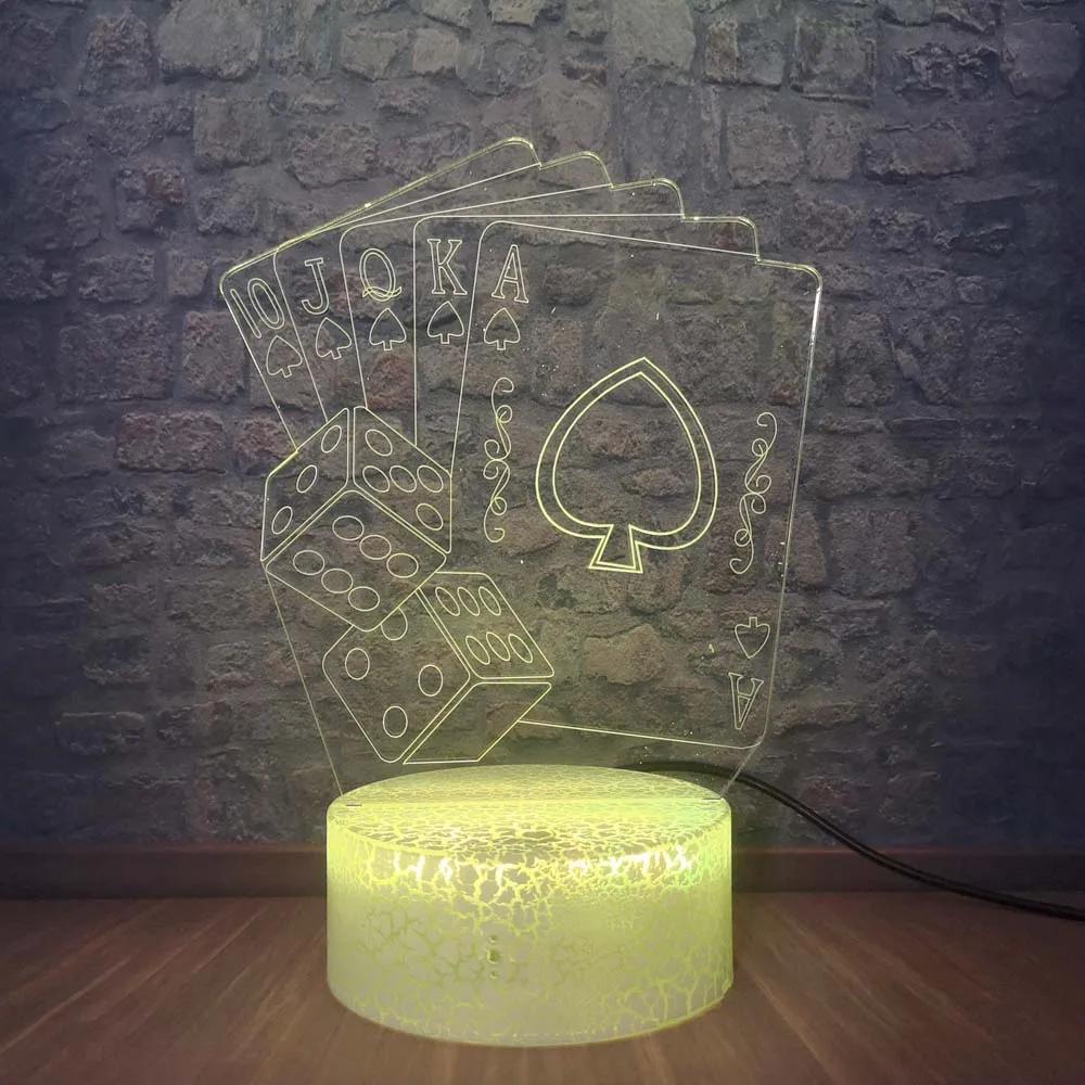 Покерная лампа в виде игральных костей 3D видения Ночник светильник для детской