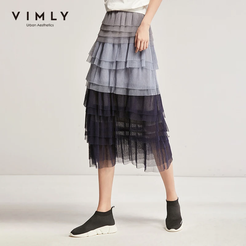 Vimly 2020 Демисезонная женская сетка элегантная градиентная цветная Многоуровневая