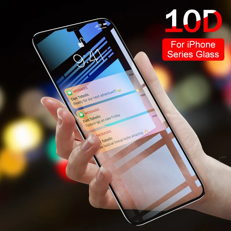 Закаленное защитное стекло Rock 10D для iPhone 11 Pro Max Защитное экрана XR XS X 7 Plus 8 6 6S Flim