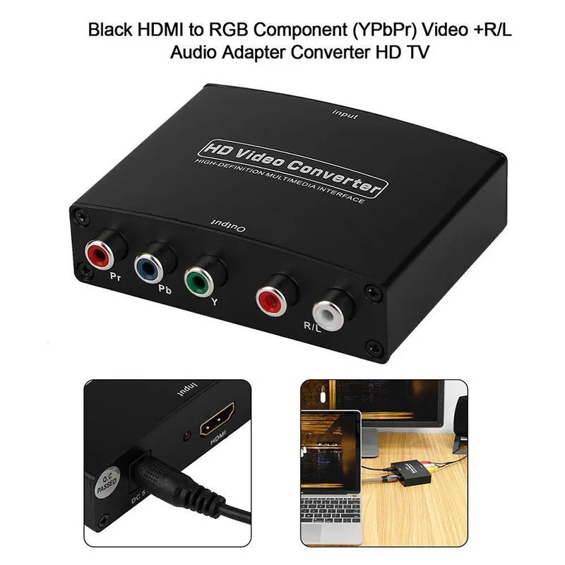 1080P HD HDMI to RGB Component (YPbPr) Video+R/L Audio Adapter UK/AU/EU/UK Plug Converter TV CK | Электроника