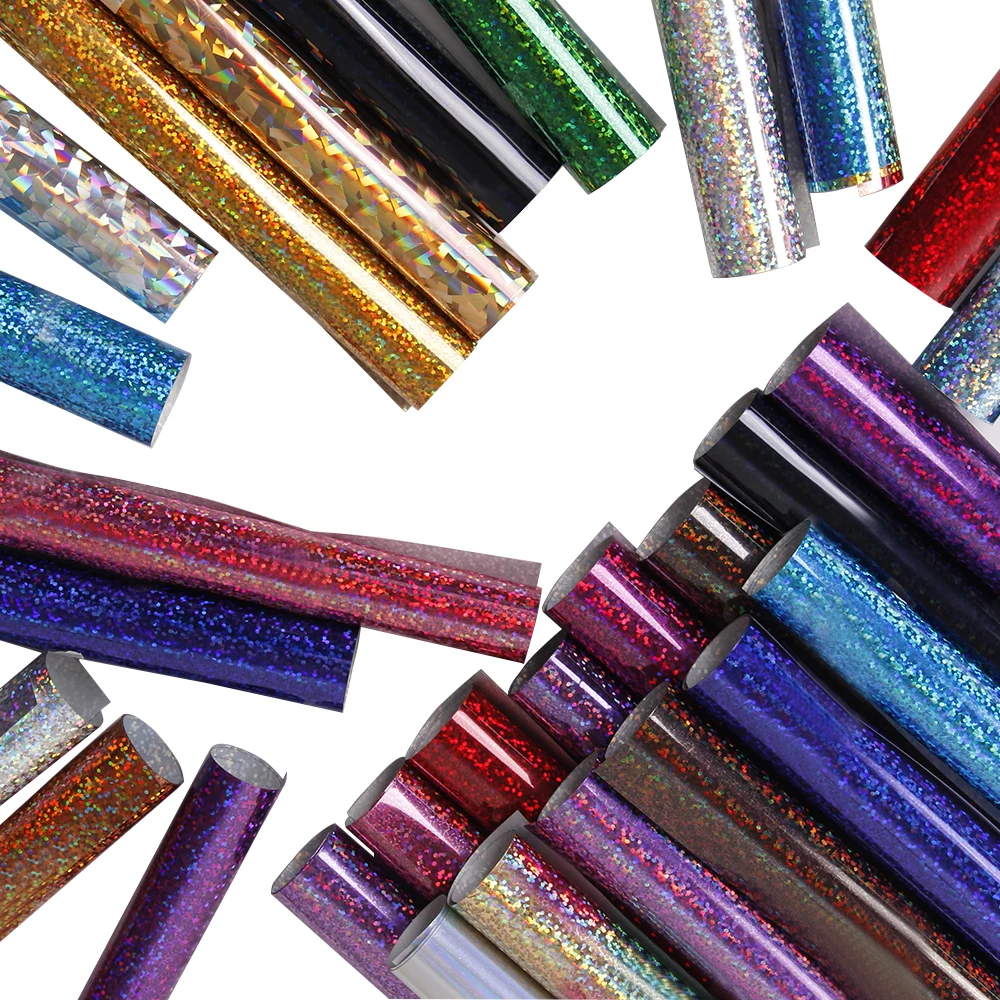 SUNICE голографический PU теплопередача виниловый Утюг на футболках 18 цветов для