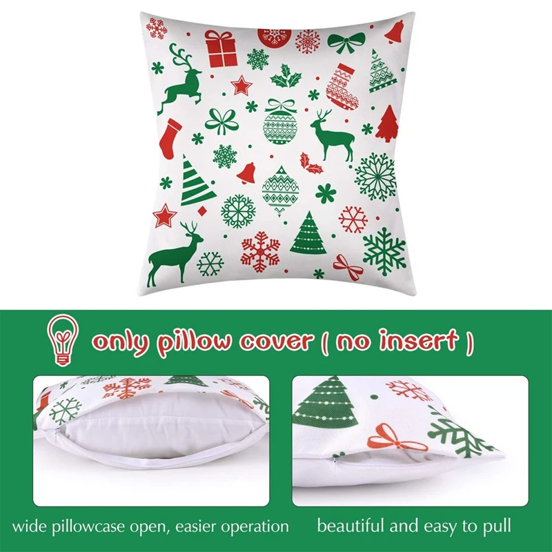 

Christmas Throw Pillow Covers Set Couch Pillow Cases Linen Pillow Square Cushion Cover for Sofa, Couch, Bed and Car