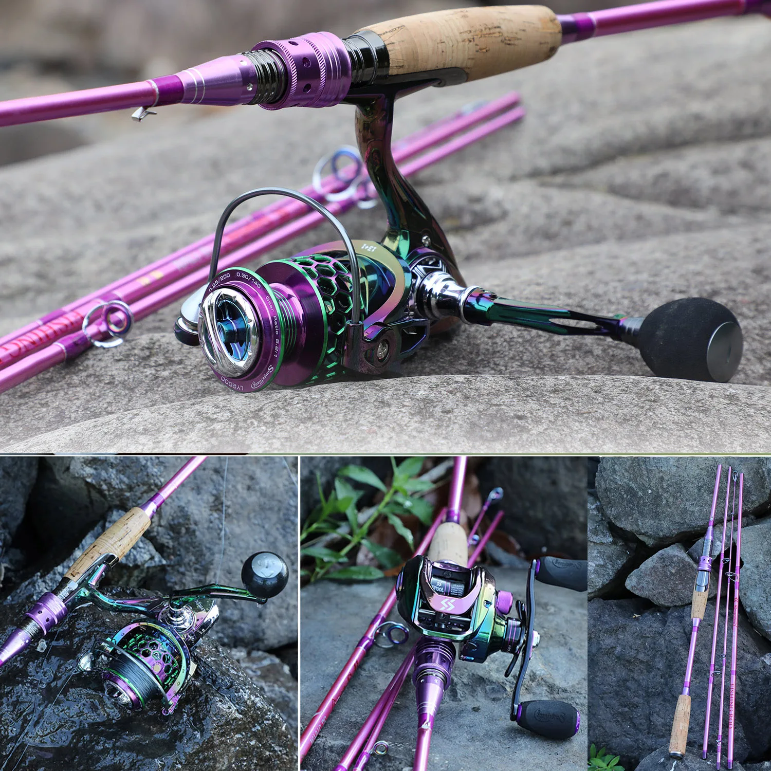 

Sougayilang Casting Spinning Rods for Lure Fishing 2.1M 2.4M 4 Sections Carbon Fiber Ultra Light Fishing Pole Fishing Tackle