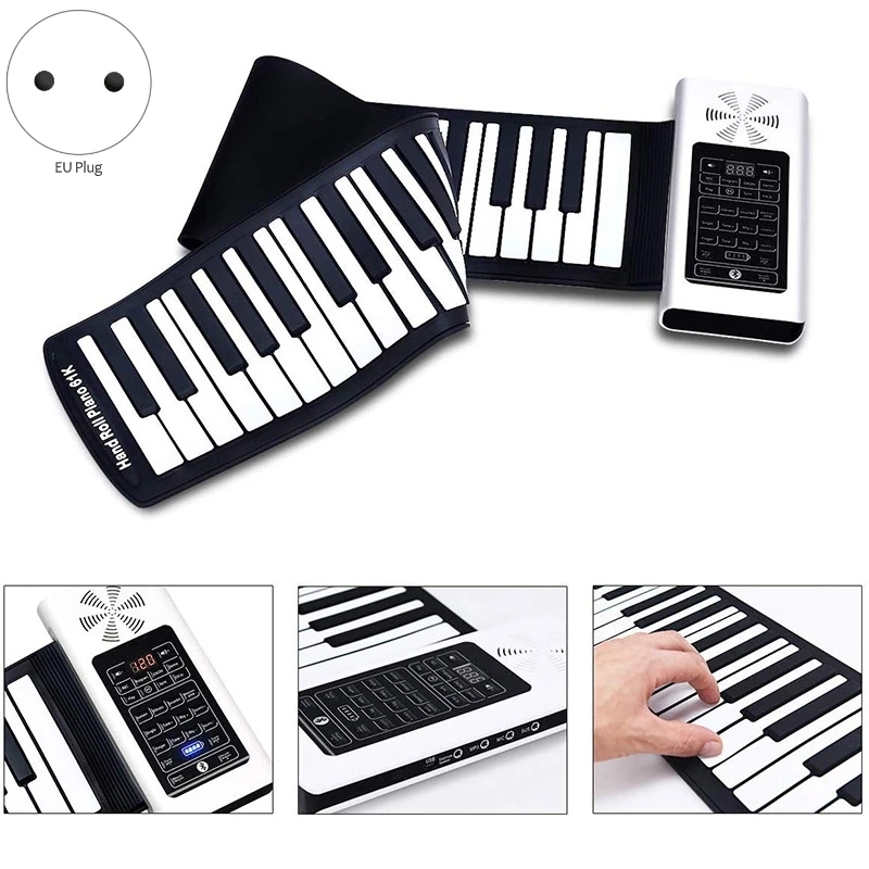 SEWS-Electric Roll Up Piano Portable Foldable 61 Keys Electronic Music Keyboard Battery or USB Powered with Louder Speaker | Спорт и