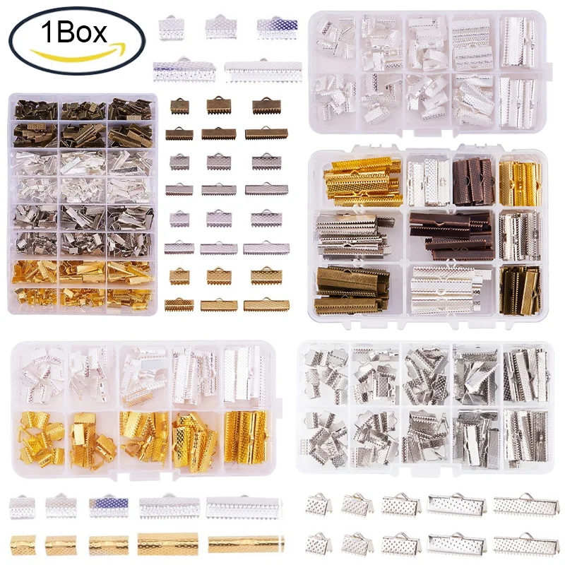 

680 шт. 4 цвета Железный ленточный браслет Закладка зажим Концевая фурнитура застежка для шнура кожаные обжимные концы