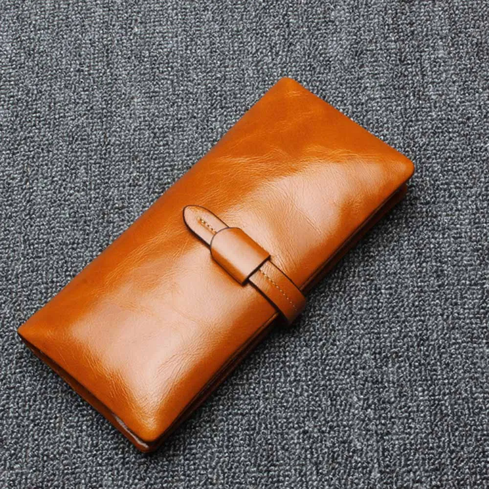 

New Luxury 100% Genuine Leather Elegant Women Long Purse Large Capacity Ladies Wallets Simple Practical Coin Purse Card Holders