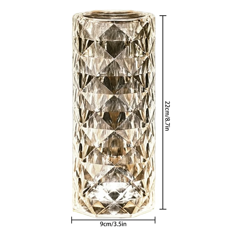 

Cylindrical Crystal Table Lamp USB Dimmable Acrylic Diamond Bedside Night Light