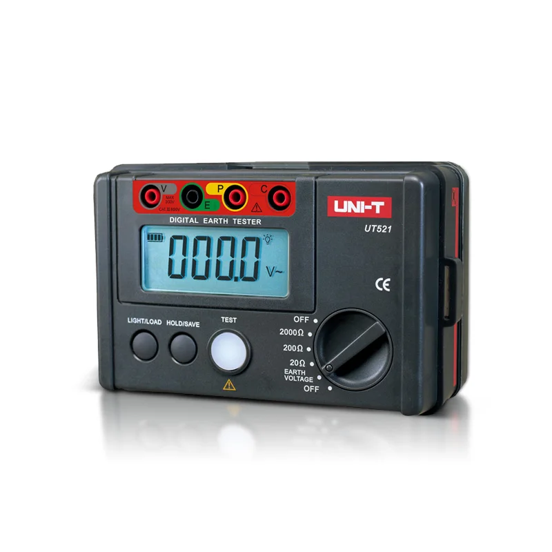 

UNI-T UT521 Grounding Resistance Tester Digital Only Low Voltage Display Data Storage Over Range Display LCD Backlight