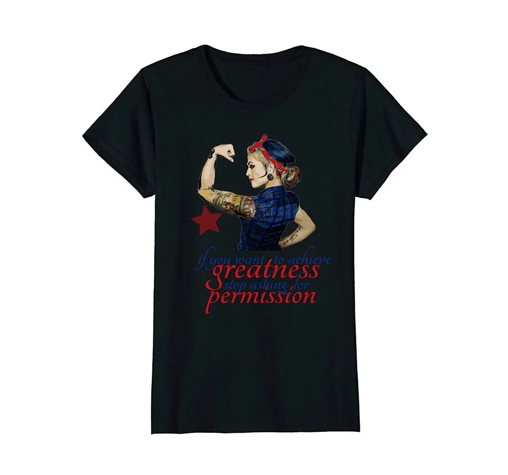 Феминистская женская футболка с надписью Pinup Girl Stop ask for Permission Забавный хлопковый
