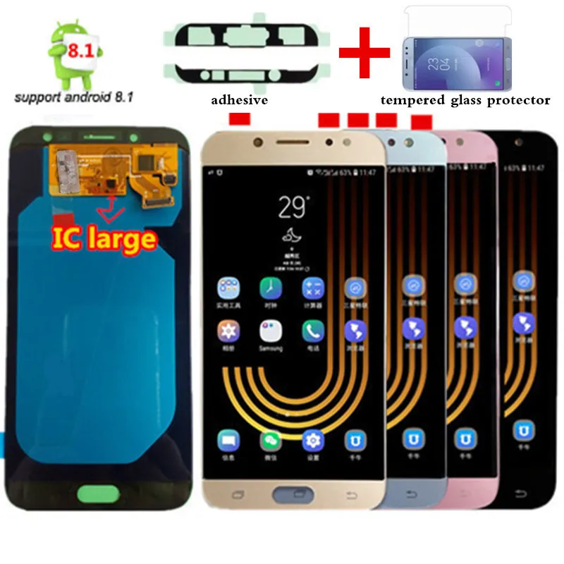 Супер Amoled pantalla lcd для samsung Galaxy J7 Pro J730 J730F pantalla lcd y montaje de digitalizador с панталом