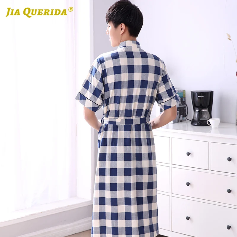 

Short Sleeve Yukata Bathrobe Man Robe Fashion Style Casual Style 100% Cotton Kimono Robe Summer Yukata Luxury Man Clothes