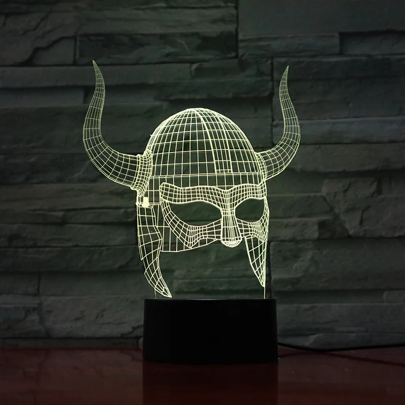 Художественное украшение 3D лампа викингов шлемы визуальный световой эффект изменение цвета с дистанционным лучшим украшением Led ночник лампа