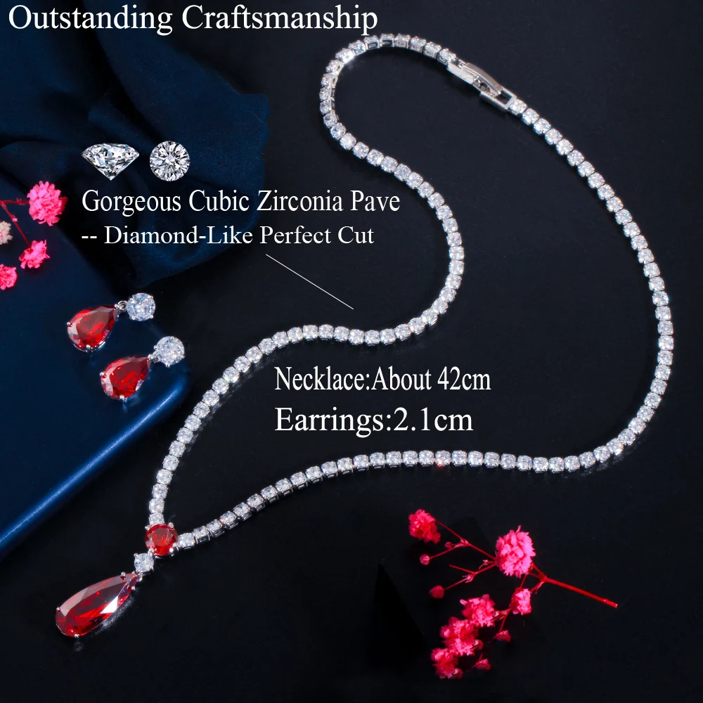 CWWZircons Топ красный фиолетовый кубический цирконий Капля воды Модный женский