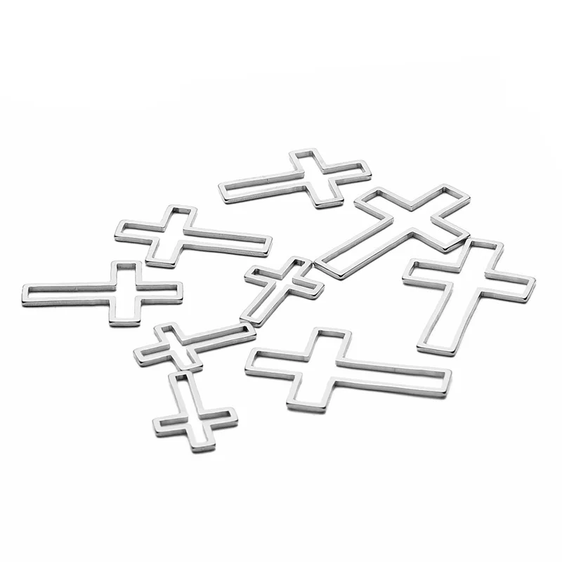 

10Pcs 3 Size Cross Charm Stainless Steel Pendant Open Bezels Pressed Resin Frame Mold DIY Jewelry Making Earrings Findings Gifts