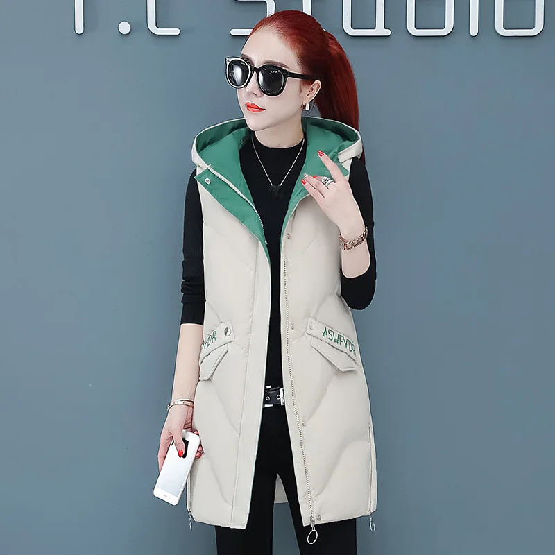 Женский хлопковый жилет с капюшоном новинка 2019 Корейская Зимняя мода надписями