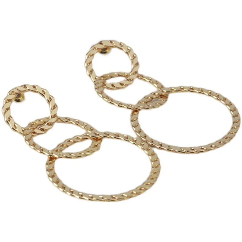 

European and American simple cold wind splicing ring metal long Earrings Gift Girl