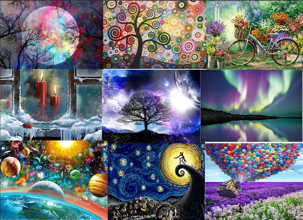 

5D Tree Sea Beach Landscape Diamond Painting Kits Full Round Drill Home Decor Mosaic Embroidery Art Crafts Christmas Gift