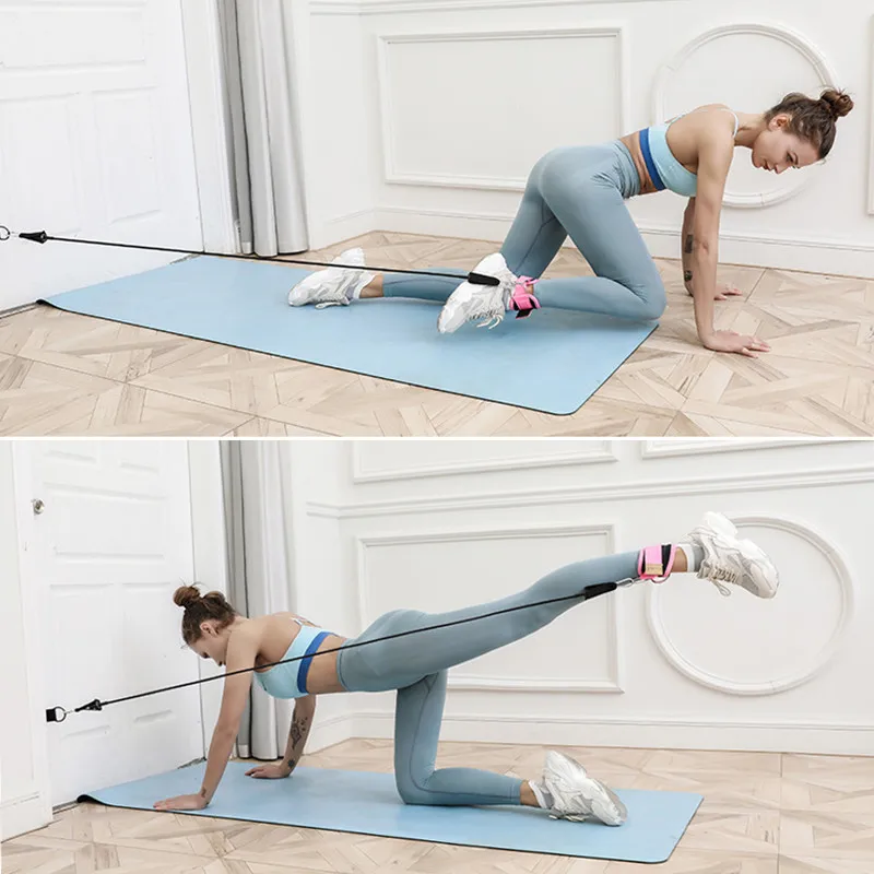 

3pcs/set Indoor Yoga Leg Slimming Resistance Band Pilates Stretch Rope with Ring and Foot Cover Fitness Pull Rope Bands
