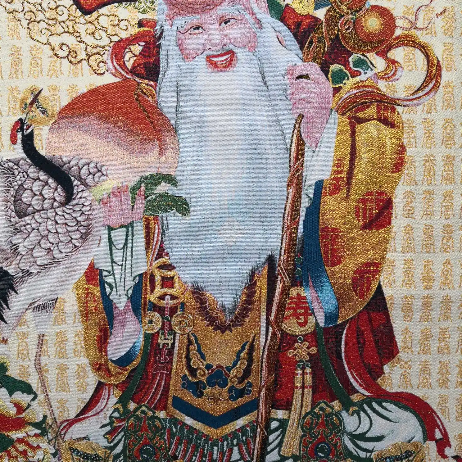 

Religious Buddha Statue Thangka Painting Gold Silk Embroidery Painting Brocade Painting Fuxing Gaozhao