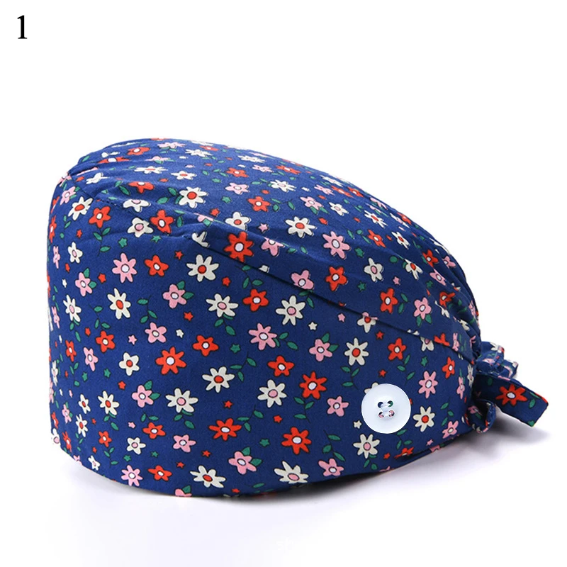 

1PC New Scrub Hat gorros quirurgicos Floral Bouffant Sanitary Cap with Sweatband Cartoon Printing Nursing Caps Scrub Cap