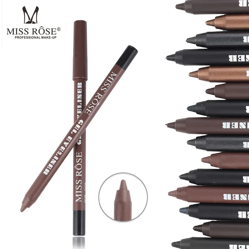 

MISS ROSE Waterproof Eyeliner Pen Not Easy To Stick A Cup of Eyeliner Pencil Glue Knife Cut Silkworm Pen Makeup Cosmetic Gift