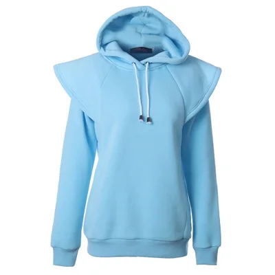

Autumn Hoodies Ladies Female Long Sleeve Solid Color Sweatshirt Hoodie Casual Raglan Sleeves Drawstring Pullover Long-sleeved