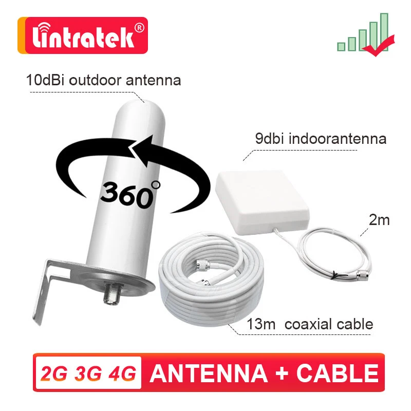 

2G 3G 4G LTE GSM UMTS набор антенн 360 ° наружный + внутренний + коаксиальный кабель для ячеек Стандартный усилитель сигнала ретранслятор