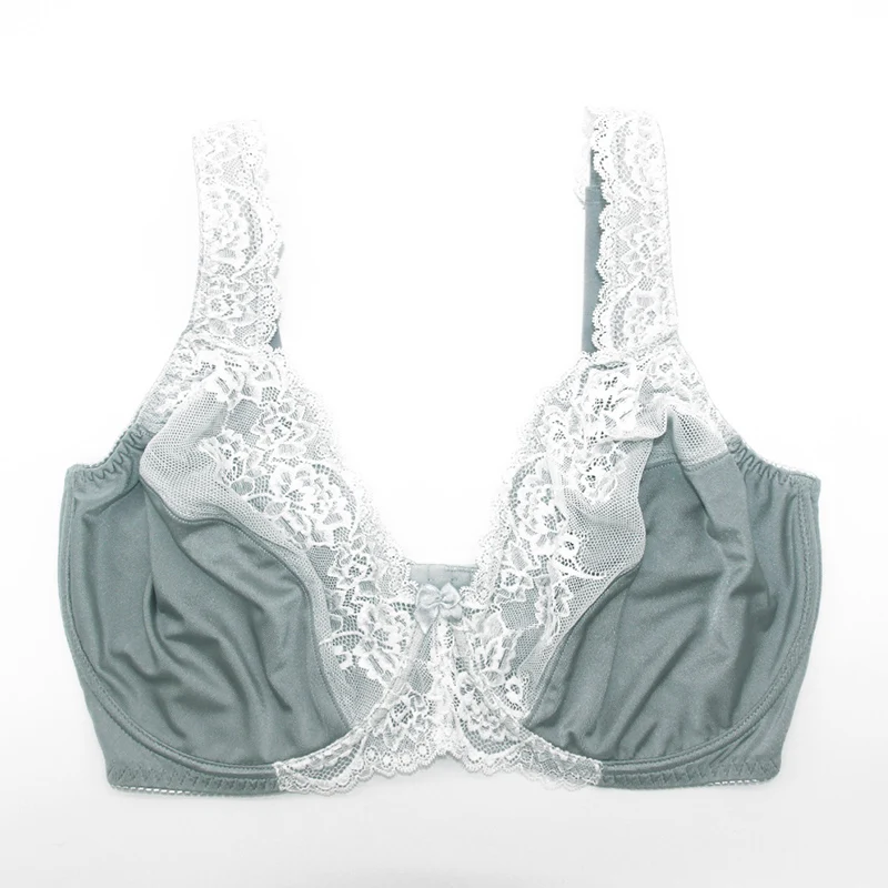 Серый кружевной прозрачный бюстгальтер женское сексуальное белье цветочный