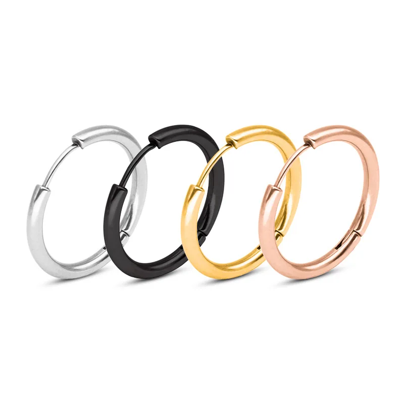 

Todorova Trendy Round Circle Hoop Earrings For Women Men Punk Small 2.5mm Thick Circle Ear Punk Jewelry Stainless Steel