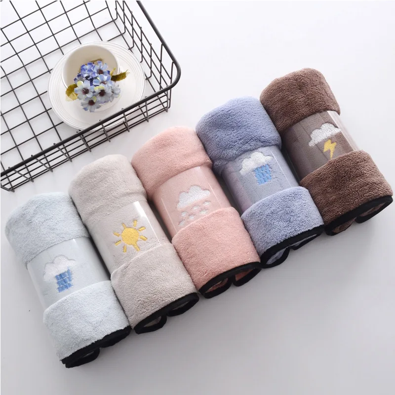 Quick Dry Microfiber Coraline Toalha Face Towel Absorbent Embroidery Pattern Lovely Hand Towels Bathroom for Kids Adults Home | Дом и сад