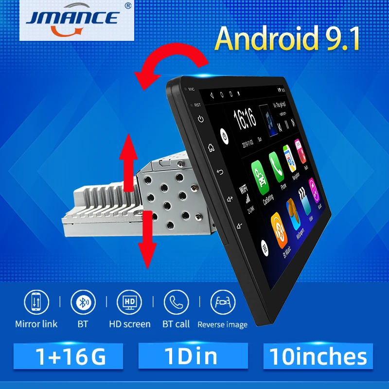 $87.99 JMANCE Car Radio With Gps Screen Adjustable 1DIN 2G+32G 7/9/10 Inch Car Stereo FM Radio Navigation Player No 2 DIN 2din Android