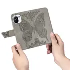 Чехол-книжка для Xiaomi Mi 11 (5G дюйма), кожаный, с изображением бабочки