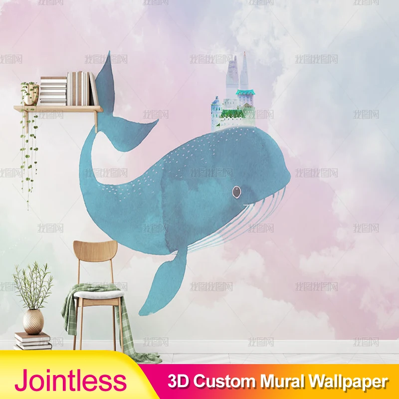 Настенные обои без ободков для детской комнаты дизайнерские шелковые тканевые с